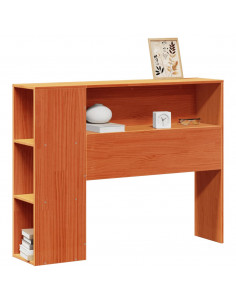 Testiera con Ripiani Marrone Cera 100 cm in Legno di Pino 2