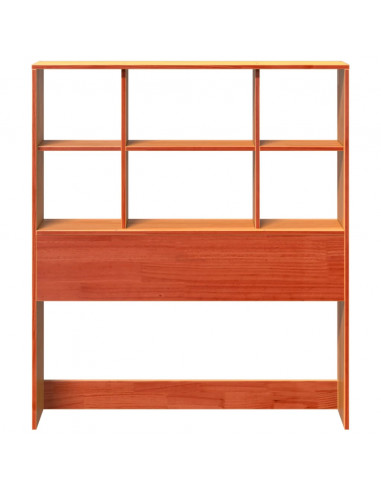 Testiera con Ripiani Marrone Cera 100 cm in Legno di Pino