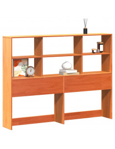 Testiera con Ripiani Marrone Cera 135 cm in Legno di Pino 2