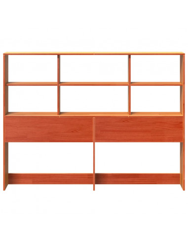 Testiera con Ripiani Marrone Cera 160 cm in Legno di Pino