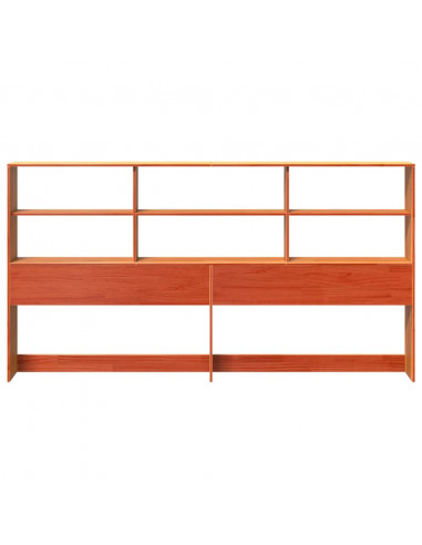 Testiera con Ripiani Marrone Cera 180 cm in Legno di Pino