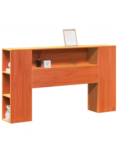 Testiera con Ripiani Marrone Cera 135 cm in Legno di Pino