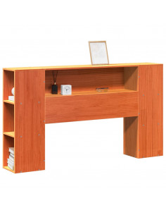 Testiera con Ripiani Marrone Cera 160 cm in Legno di Pino 2