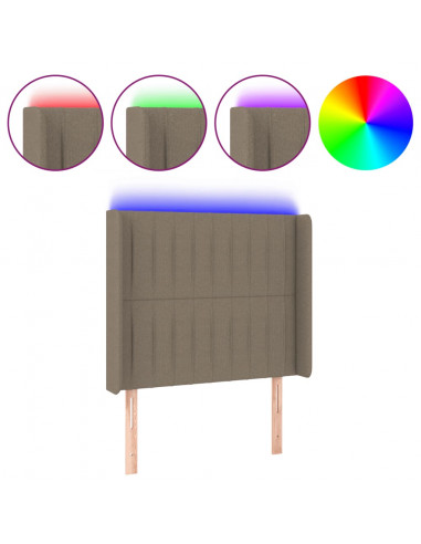 Testiera a LED Tortora 83x16x118/128 cm in Tessuto