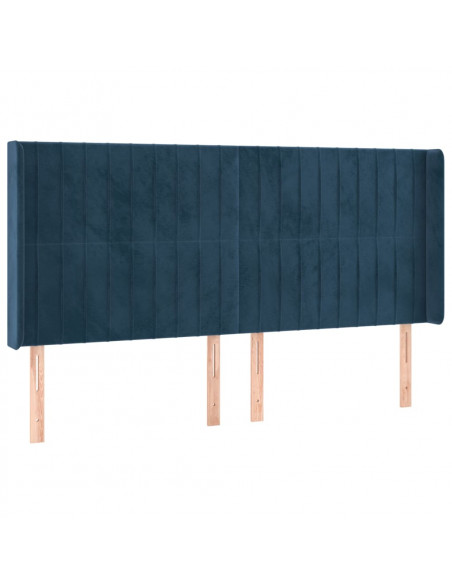 Testiera ad Orecchio Blu Scuro 163x16x118/128 cm in Velluto