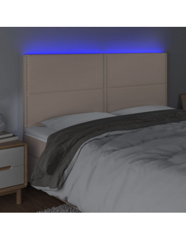 Testiera a LED Cappuccino 180x5x118/128 cm in Similpelle