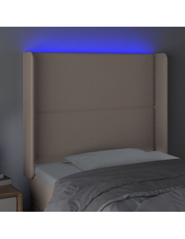 Testiera a LED Cappuccino 93x16x118/128 cm in Similpelle