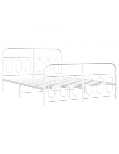 Giroletto con Testiera e Pediera Metallo Bianco 150x200 cm