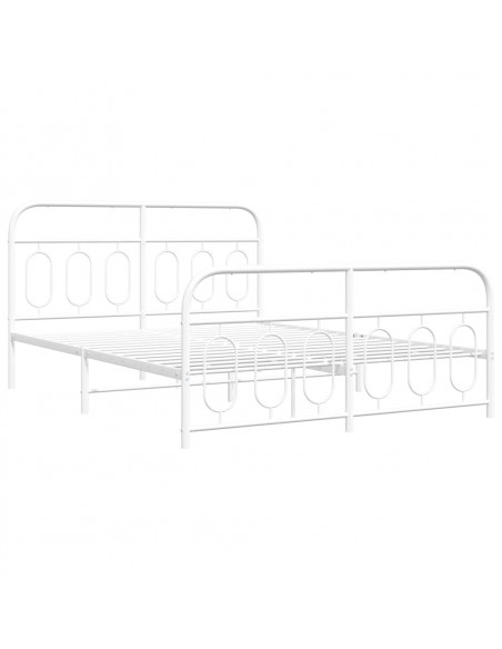 Giroletto con Testiera e Pediera Metallo Bianco 150x200 cm