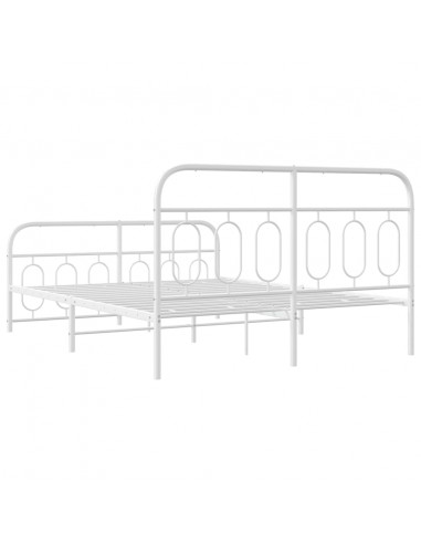 Giroletto con Testiera e Pediera Metallo Bianco 150x200 cm