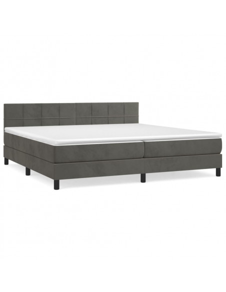 Giroletto a Molle con Materasso Grigio Scuro 200x200 cm Velluto