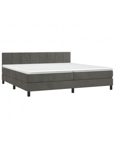 Giroletto a Molle con Materasso Grigio Scuro 200x200 cm Velluto