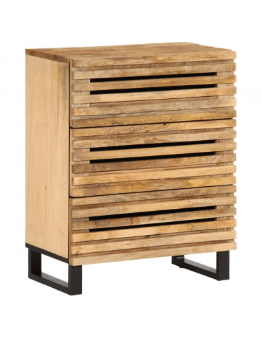 Credenze 3 pz 60x34x75 cm in Legno Massello di Mango Grezzo