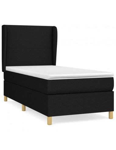 Giroletto a Molle con Materasso Nero 90x200 cm in Tessuto