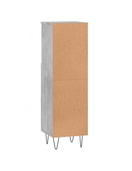 Armadietto Bagno Grigio Cemento 30x30x100 cm Legno Multistrato
