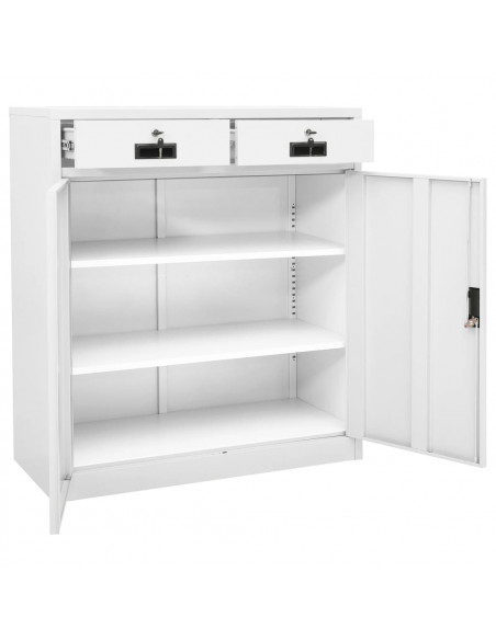 Armadio per Ufficio Bianco 90x40x102 cm in Acciaio
