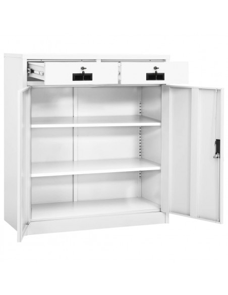 Armadio per Ufficio Bianco 90x40x102 cm in Acciaio