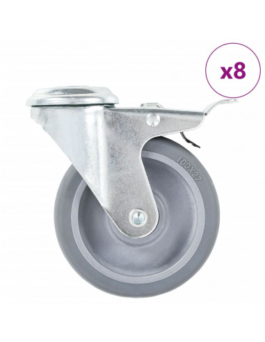 Ruote Girevoli con Foro per Bulloni 8 pz 100 mm