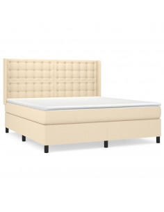 Giroletto a Molle con Materasso Crema 180x200 cm in Tessuto 2