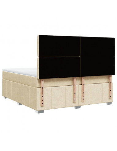 Giroletto a Molle con Materasso Crema 180x200 cm in Tessuto