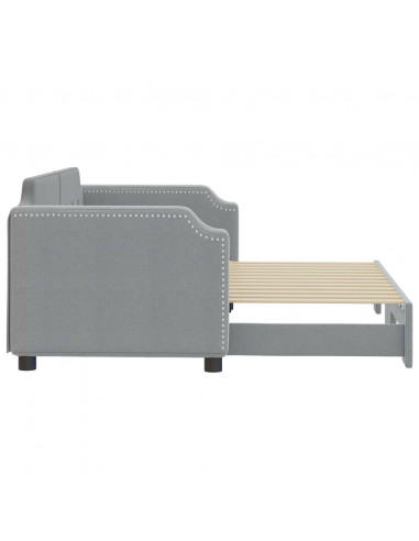 Divano Letto con Letto Estraibile Grigio Chiaro 80x200 Tessuto