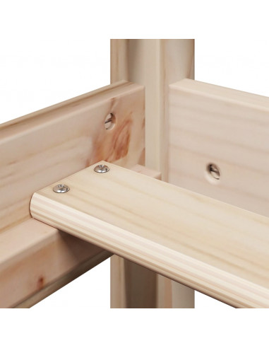 Letto a Soppalco con Tetto 90x190 cm Legno Massello di Pino