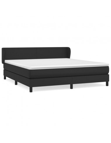 Giroletto a Molle con Materasso Nero 160x200 cm in Similpelle