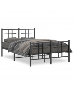 Giroletto con Testiera e Pediera Metallo Nero 120x200 cm 2