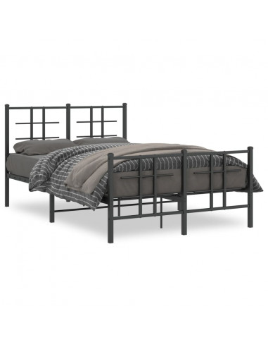 Giroletto con Testiera e Pediera Metallo Nero 120x200 cm