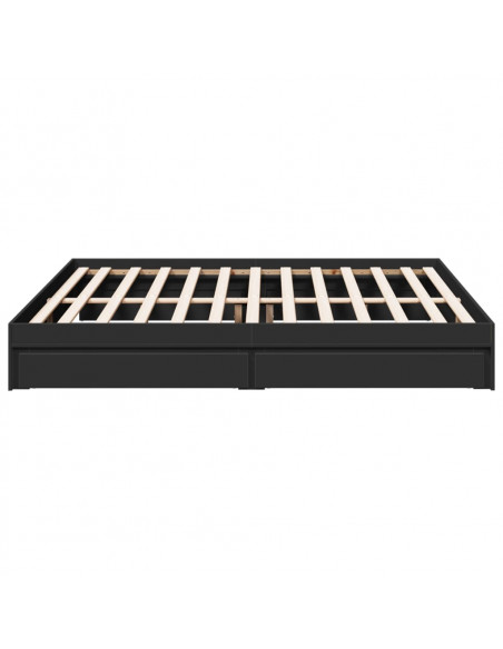Giroletto con Cassetti Nero 200x200 cm in Legno Multistrato