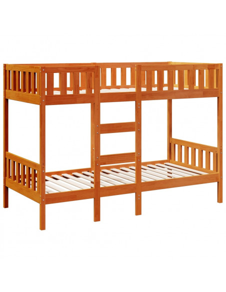 Letto a Castello Marrone Cera 80x200 cm in Legno di Pino