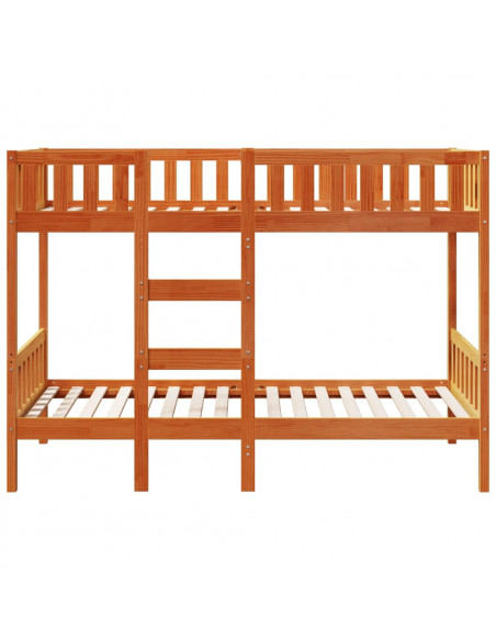 Letto a Castello Marrone Cera 80x200 cm in Legno di Pino