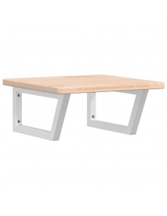 Ripiano a Parete per Lavabo in Acciaio e Massello di Rovere 2