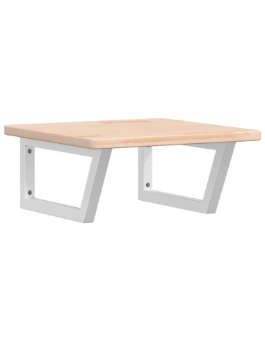 Ripiano a Parete per Lavabo in Acciaio e Massello di Rovere