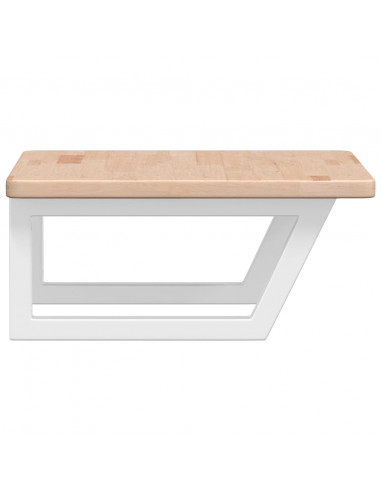 Ripiano a Parete per Lavabo in Acciaio e Massello di Rovere