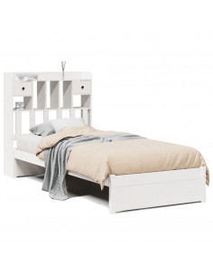 Letto Libreria senza Materasso Bianca 90x200 cm Legno di Pino 2