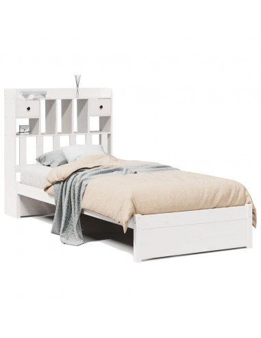 Letto Libreria senza Materasso Bianca 90x200 cm Legno di Pino