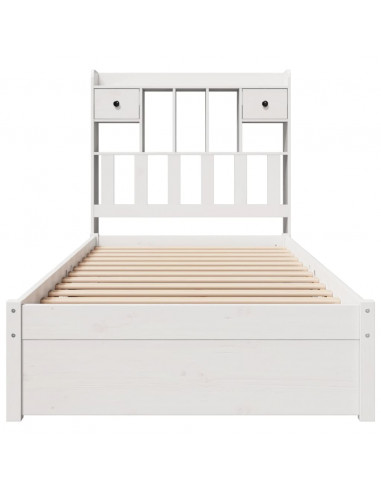 Letto Libreria senza Materasso Bianca 90x200 cm Legno di Pino