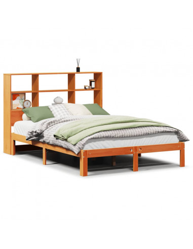 Letto Libreria senza Materasso Marrone Cera 120x200 cm in Pino