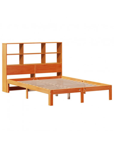 Letto Libreria senza Materasso Marrone Cera 120x200 cm in Pino