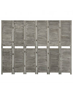Divisorio a 6 Pannelli Grigio 214x166 cm in Legno Massello 2