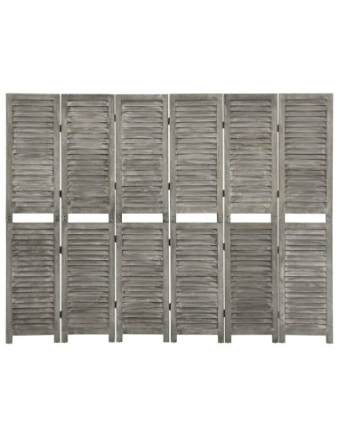 Divisorio a 6 Pannelli Grigio 214x166 cm in Legno Massello