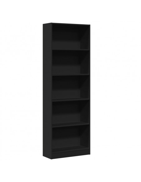 Libreria Nera 60x24x176 cm in Legno Multistrato