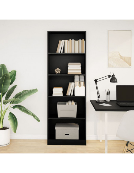 Libreria Nera 60x24x176 cm in Legno Multistrato
