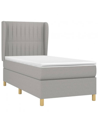 Giroletto a Molle con Materasso Grigio Chiaro 80x200 cm Tessuto