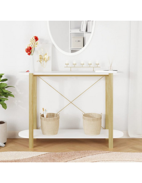 Tavolino Consolle Bianco 110x38x75 cm in Legno Multistrato