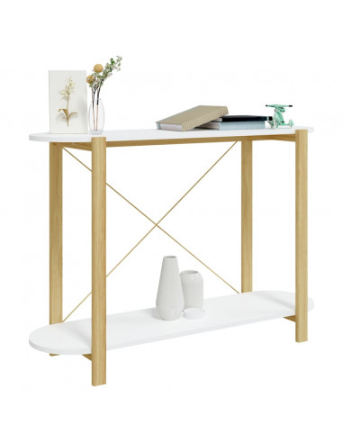 Tavolino Consolle Bianco 110x38x75 cm in Legno Multistrato
