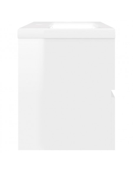 Mobile con Lavabo Integrato Bianco Lucido in Legno Multistrato