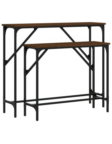 Tavolini Consolle 2 pz Rovere Marrone in Legno Multistrato