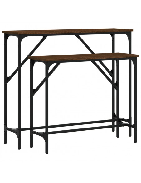 Tavolini Consolle 2 pz Rovere Marrone in Legno Multistrato